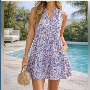 Lilly Pulitzer NWT Small Dress Floral Novella Flare Ditzy Fun Sun Pockets Tiered